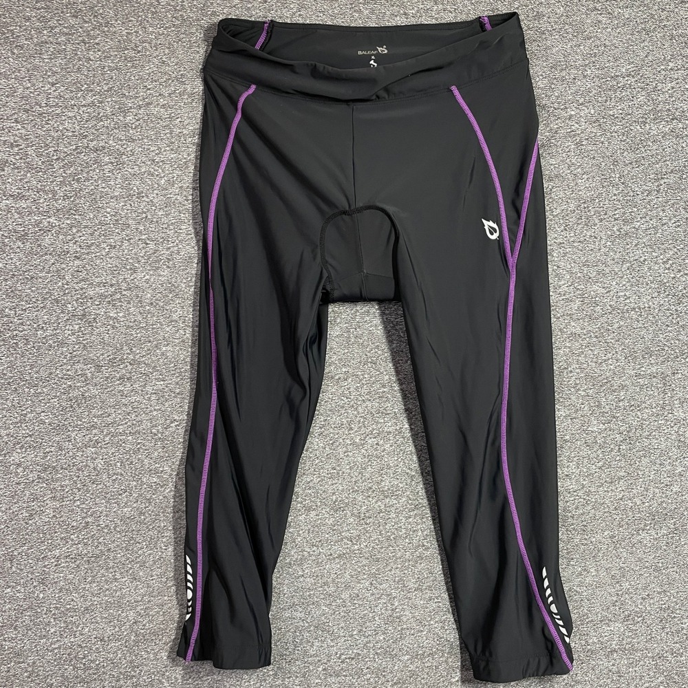 Baleaf Womens Padded Cycling Capri Leggings Black Purple XL Bike Pants